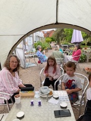 Caroline with her grandchildren Rosa and Joey